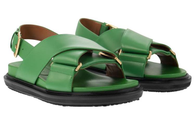 (W) Marni Calfskin Crisscross Strap Sandals 'Green Fashion' 圖 3