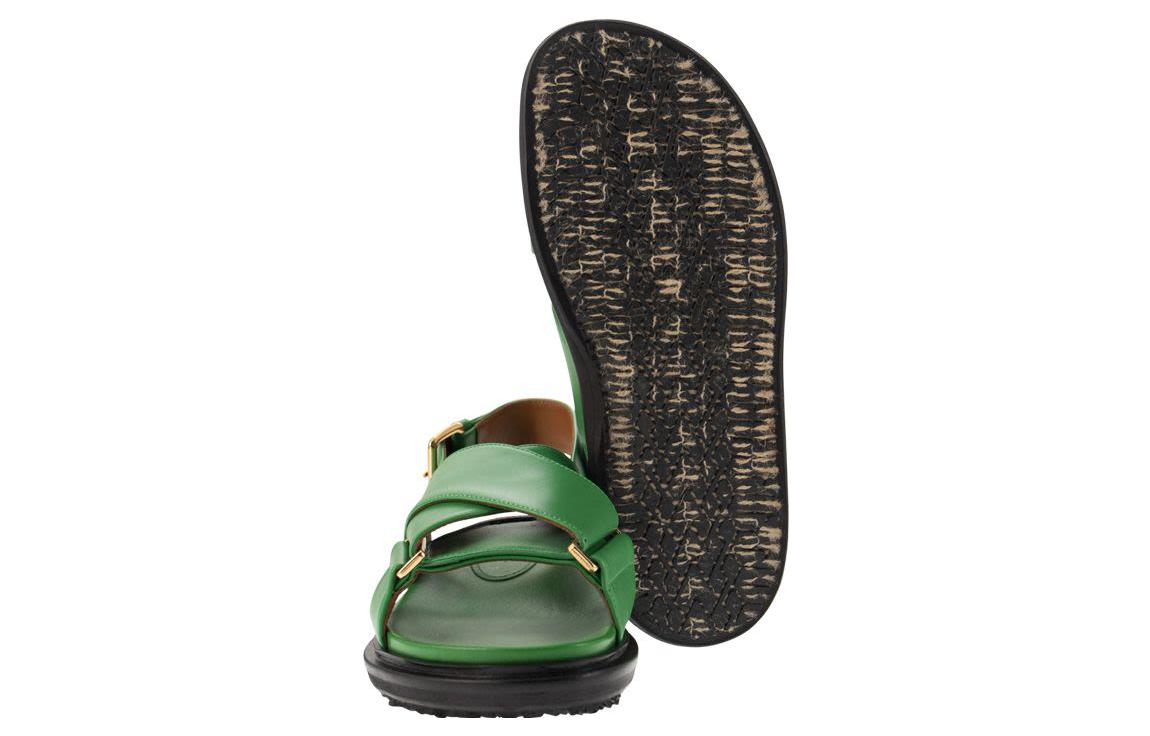 (W) Marni Calfskin Crisscross Strap Sandals 'Green Fashion' 圖 5