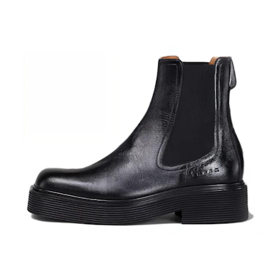 (W) Marni Chelsea Boot 'Black Leather Square Toe'