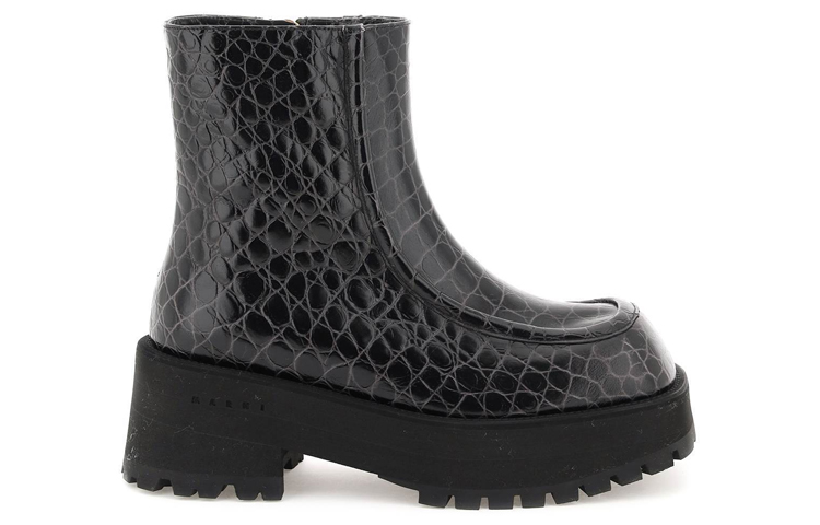 Order (Women) Marni Chunky Boot 'Crocodile Embossed Black Leather' TCMS002806P504600N99