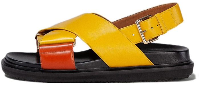 MARNI 小牛皮時尚交叉涼鞋 女款 黃橙色 Buy MARNI 小牛皮時尚交叉涼鞋 女款 黃橙色