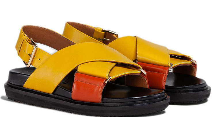 Order (W) Marni 交叉凉鞋 '黄橙色' FBMS005201P3614ZO081