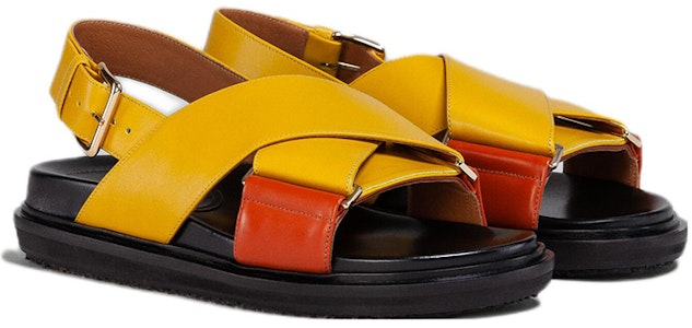 MARNI 小牛皮時尚交叉涼鞋 女款 黃橙色 Order MARNI 小牛皮時尚交叉涼鞋 女款 黃橙色