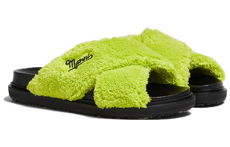 Order MARNI 聚酯纖維 交叉帶 時尚拖鞋 女款 綠色