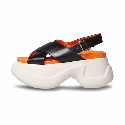 (W) Marni Cross Toe Fashion Sandal 'Black Leather'