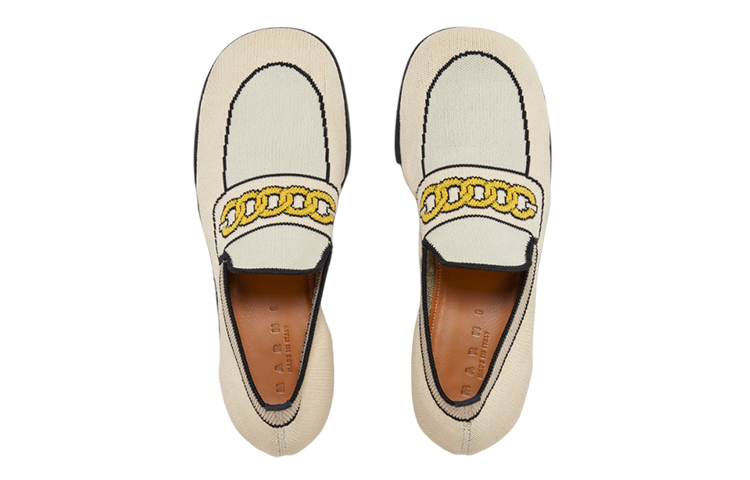 Shop (Women) Marni Elastic Knit Loafer 'White' MOMS003601P4547ZO123