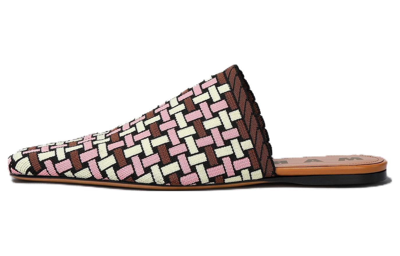 Buy (W) Marni Kain Jacquard Rajut Coklat 'Mule Toe Persegi Nyaman' SBMS008301P5799ZO603