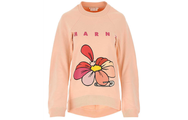 (Women) Marni Floral Print Crewneck Sweatshirt Orange FLJE0107P1-USCR18-00C29
