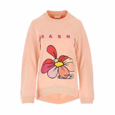 (Women) Marni Floral Print Crewneck Sweatshirt Orange FLJE0107P1-USCR18-00C29