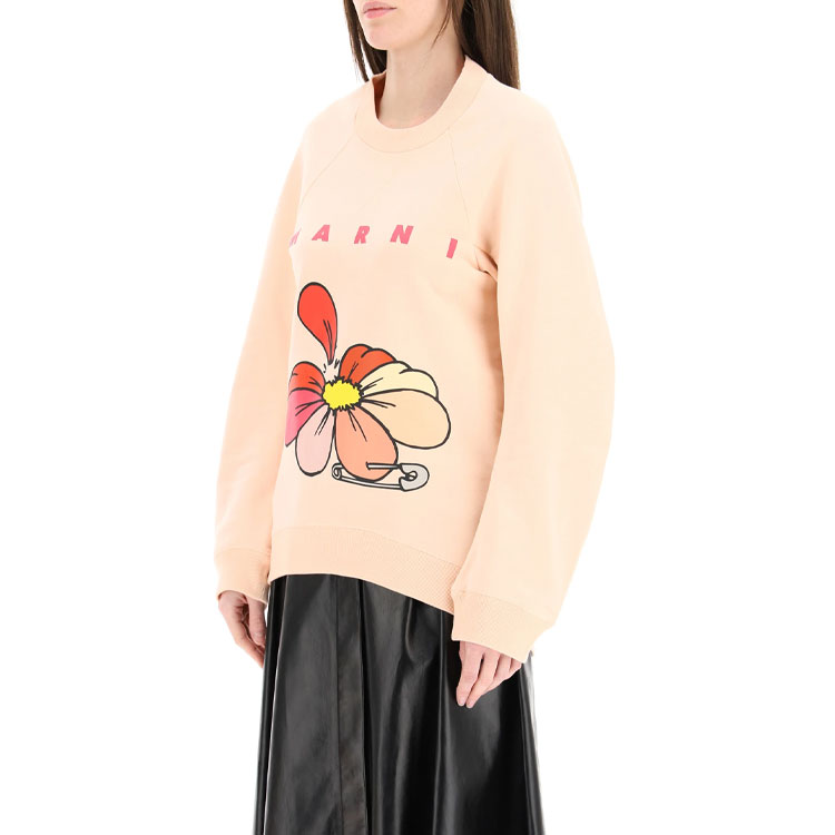 Details for (W) 마르니 플로럴 프린트 크루넥 스웻셔츠 오렌지 FLJE0107P1-USCR18-00C29