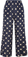 (Women) MARNI Floral Print Silk High-Waisted Wide-Leg Pants Navy Casual Trousers PAMA0304A1UTSF83MAB99 (Women) MARNI Floral Print Silk High-Waisted Wide-Leg Pants Navy Casual Trousers PAMA0304A1UTSF83MAB99