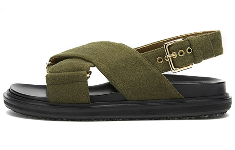 (W) Marni Fussbett 'Green Cross Strap'