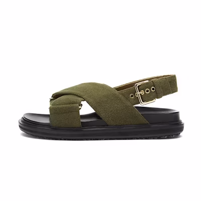 (W) Marni Fussbett 'Green Cross Strap'
