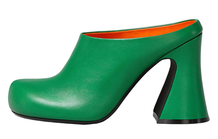 (W) Marni Fussbett 'Green Leather High-Heeled Sandal'