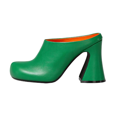 (W) Marni Fussbett 'Green Leather High-Heeled Sandal'