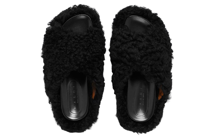 Shop (W) マルニ ファーベットサボ (ブラック) FBMS014201-LM071-00N99