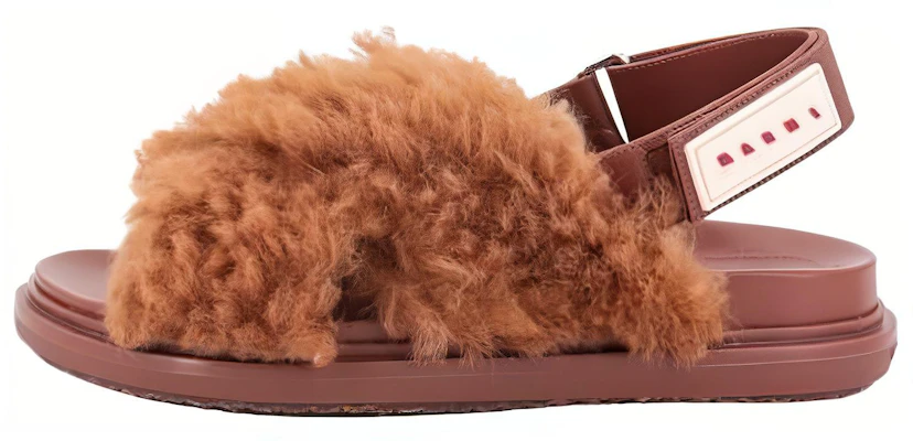 (Women) Marni Fussbett Shearling Sandal 'Caramel' FBMS015401-LM071-00M24 Buy (Women) Marni Fussbett Shearling Sandal 'Caramel' FBMS015401-LM071-00M24