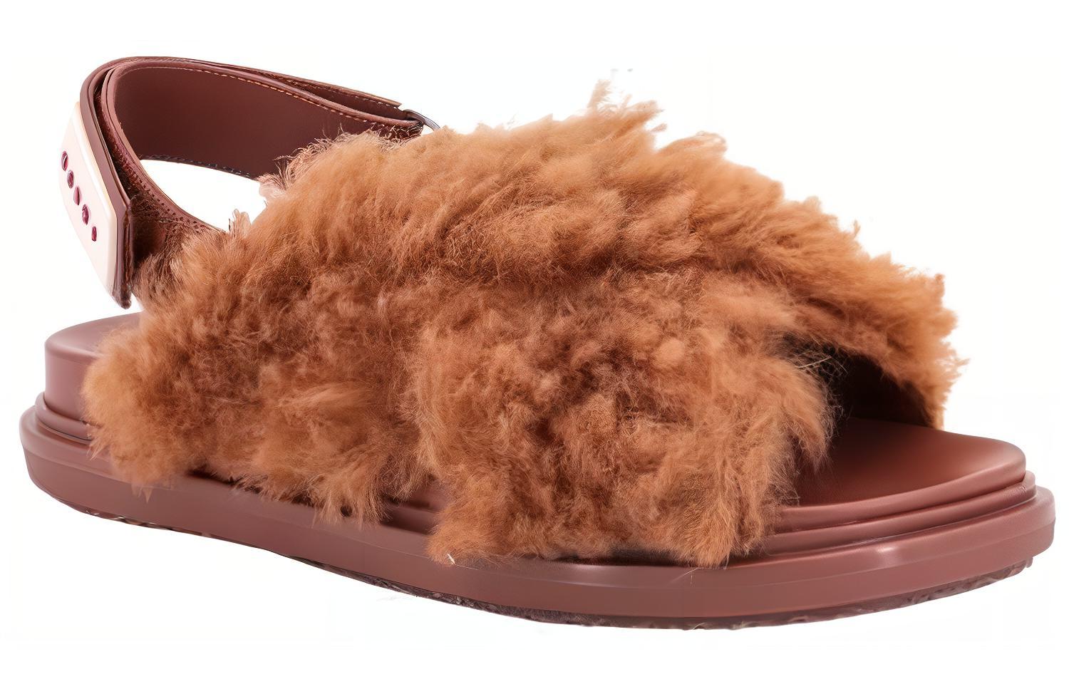 Order (Women) Marni Fussbett Shearling Sandal 'Caramel' FBMS015401-LM071-00M24