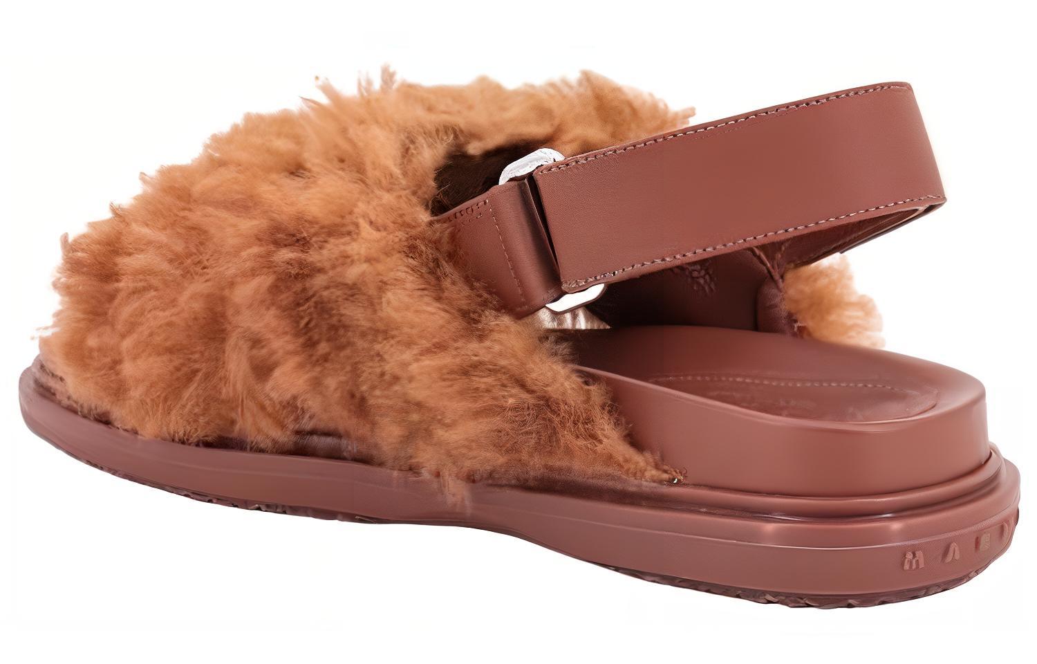 Lookbook (Women) Marni Fussbett Shearling Sandal 'Caramel' FBMS015401-LM071-00M24