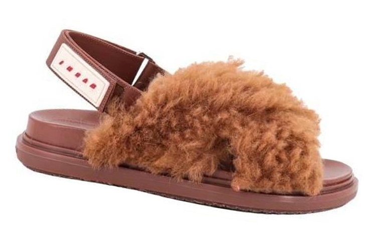 Purchase (Women) Marni Fussbett Shearling Sandal 'Caramel' FBMS015401-LM071-00M24