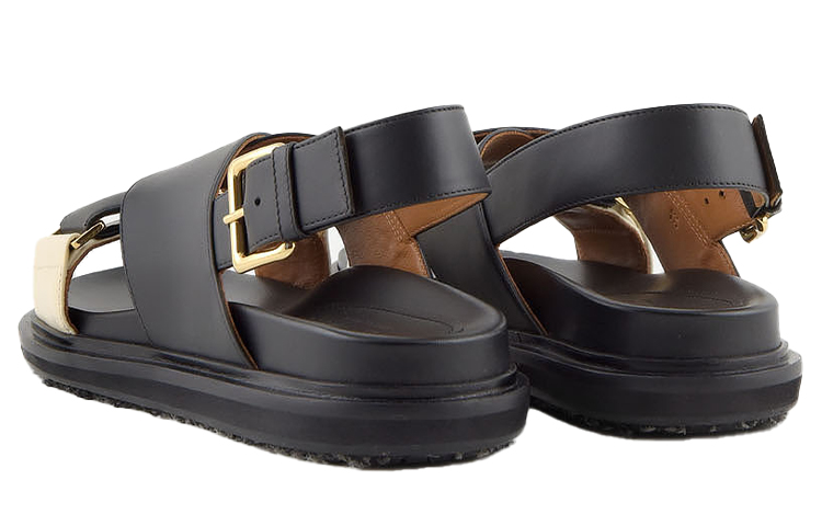 Lookbook MARNI Fussbett 一字式扣帶露趾平跟運動沙灘涼鞋 女款 黑白色