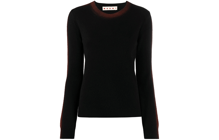 (Women) MARNI FW21 Black Slim-Fit Pullover Sweater with Side Stripe Details. GCMD0284A6-UFX399-OTN99