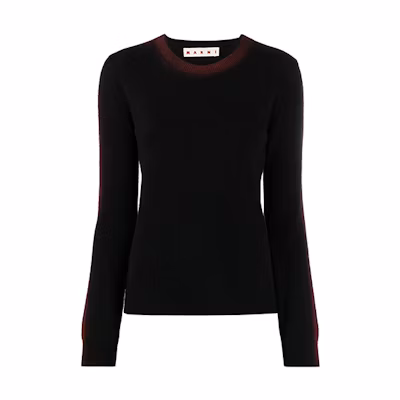 (Women) MARNI FW21 Black Slim-Fit Pullover Sweater with Side Stripe Details. GCMD0284A6-UFX399-OTN99