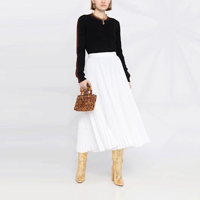 (Women) MARNI FW21 Black Slim-Fit Pullover Sweater with Side Stripe Details. GCMD0284A6-UFX399-OTN99 Lookbook (Women) MARNI FW21 Black Slim-Fit Pullover Sweater with Side Stripe Details. GCMD0284A6-UFX399-OTN99