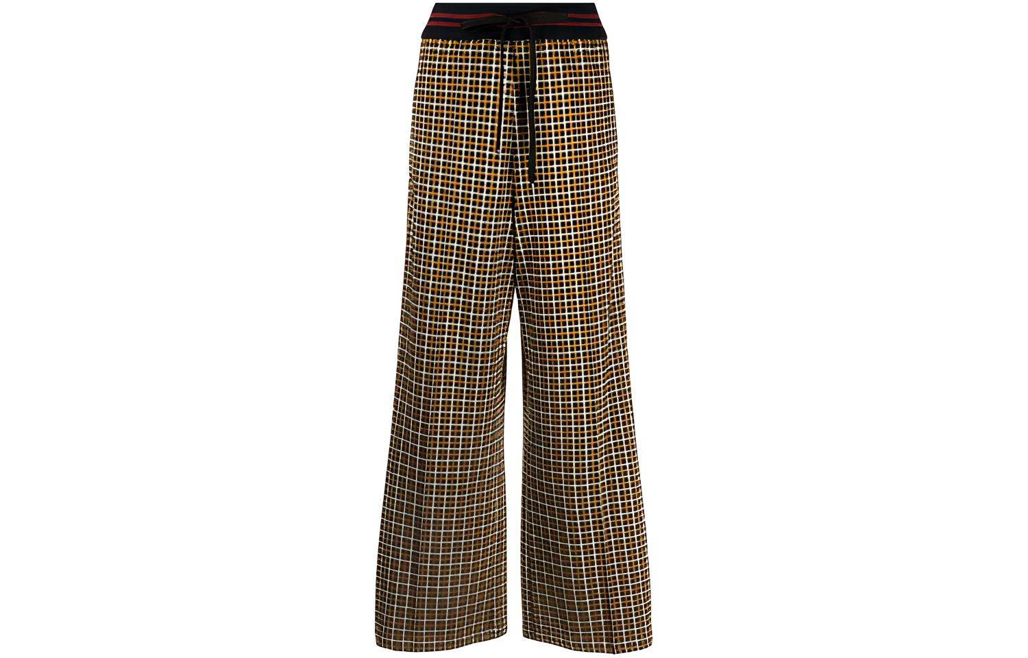 (Women) MARNI FW21 Houndstooth Wide-Leg Pants Women’s Khaki PAJE0278L1U-TV840-CHN99
