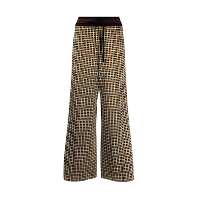 (Women) MARNI FW21 Houndstooth Wide-Leg Pants Women’s Khaki PAJE0278L1U-TV840-CHN99