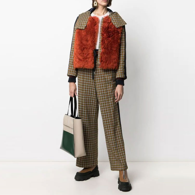 Lookbook (W) 마르니 FW21 하운드투스 와이드 레그 팬츠 여성용 카키 PAJE0278L1U-TV840-CHN99