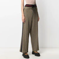 Shop (W) MARNI FW21 Seluar Kaki Lebar Houndstooth Wanita Khaki PAJE0278L1U-TV840-CHN99