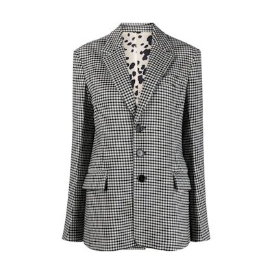 (Women) MARNI FW22 Black Single-Breasted Checkered Blazer. GIMA0186B1-UTW954-CHN99
