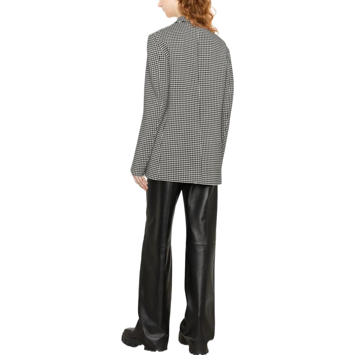 Shop (W) MARNI FW22 Blazer Hitam Kotak-Kotak Single-Breasted. GIMA0186B1-UTW954-CHN99