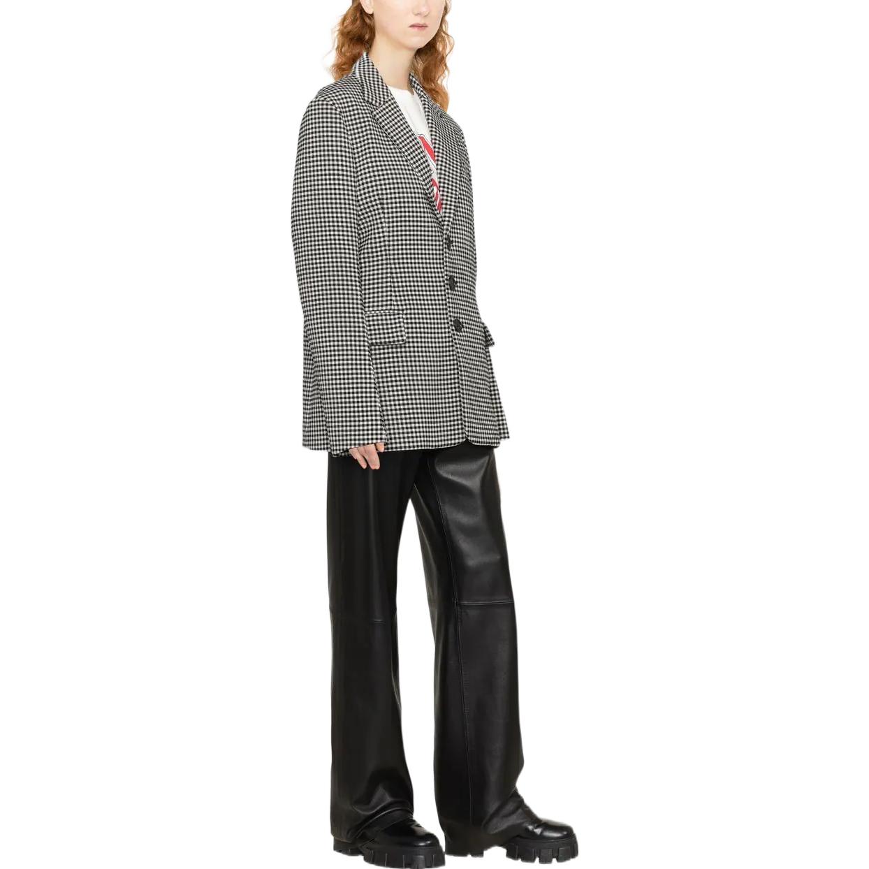 Purchase (W) MARNI FW22 Blazer Hitam Kotak-Kotak Single-Breasted. GIMA0186B1-UTW954-CHN99