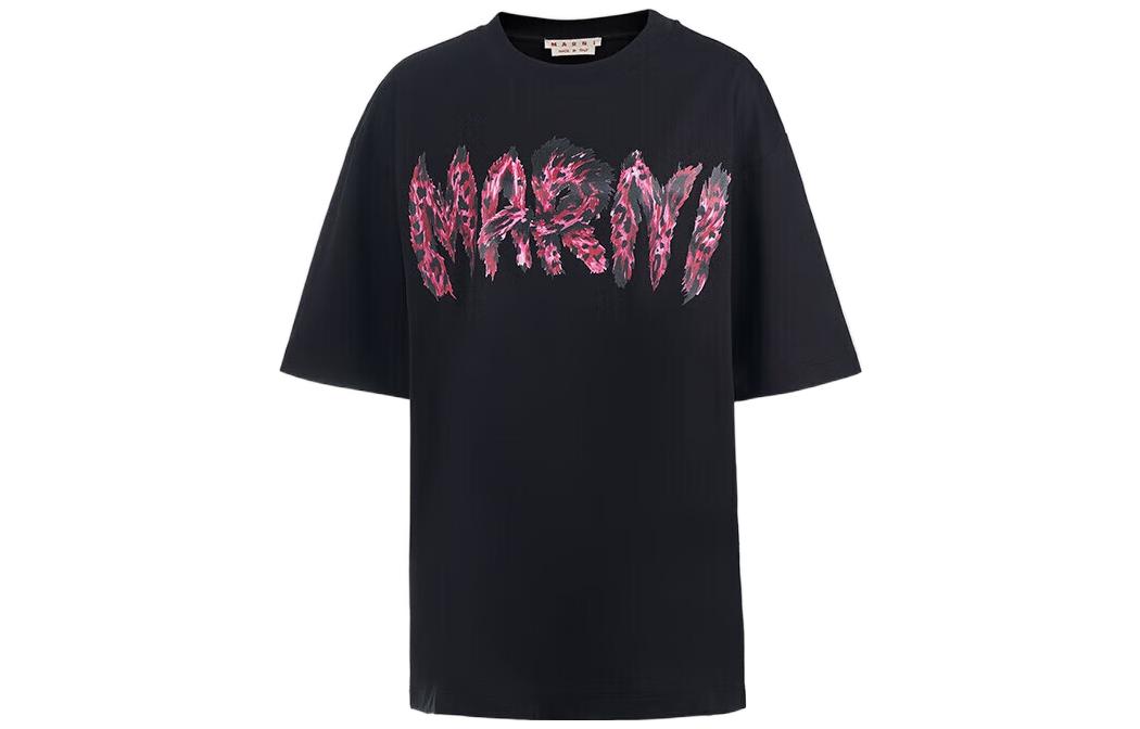 Order (W) 마르니 FW22 로고 프린트 블랙 티셔츠 THJET49EPS-USCT95-FMN99
