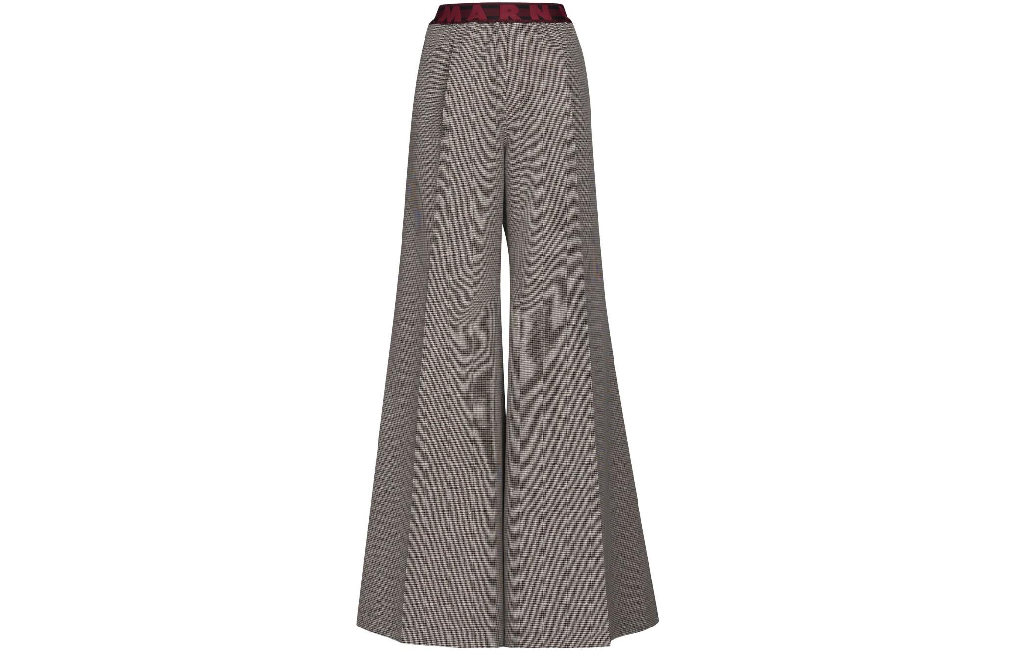 (Women) MARNI FW22  Grey Plaid Loose Straight-Leg Casual Pants. PAMA0428U0-UTWA03-PDR82