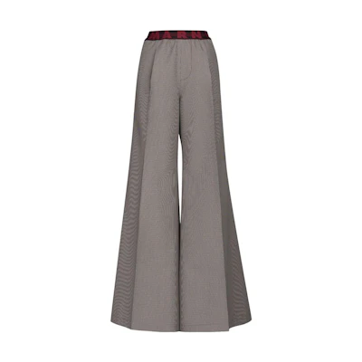 (Women) MARNI FW22 Grey Plaid Loose Straight-Leg Casual Pants. PAMA0428U0-UTWA03-PDR82