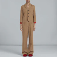 Lookbook (W) Marni FW22 Seluar Kasual Twill Pinggang Tinggi Coklat PAMA0368U0UTW97000M20