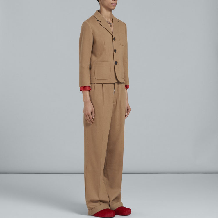 Purchase (W) 마르니 FW22 하이웨이스트 트윌 캐주얼 팬츠 브라운 PAMA0368U0UTW97000M20