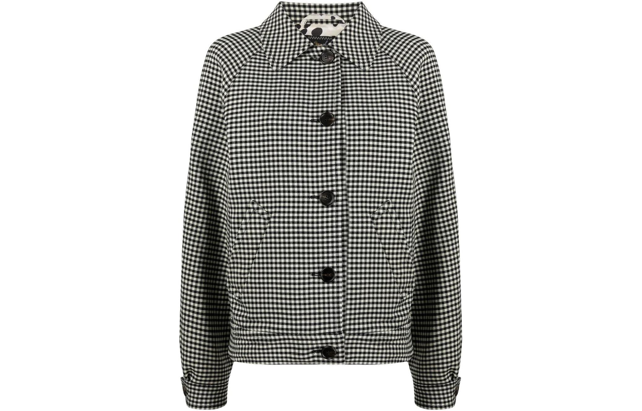 (Women) MARNI FW22  Houndstooth Reversible Single-Breasted Jacket Black JKMA0228BUUTW95499