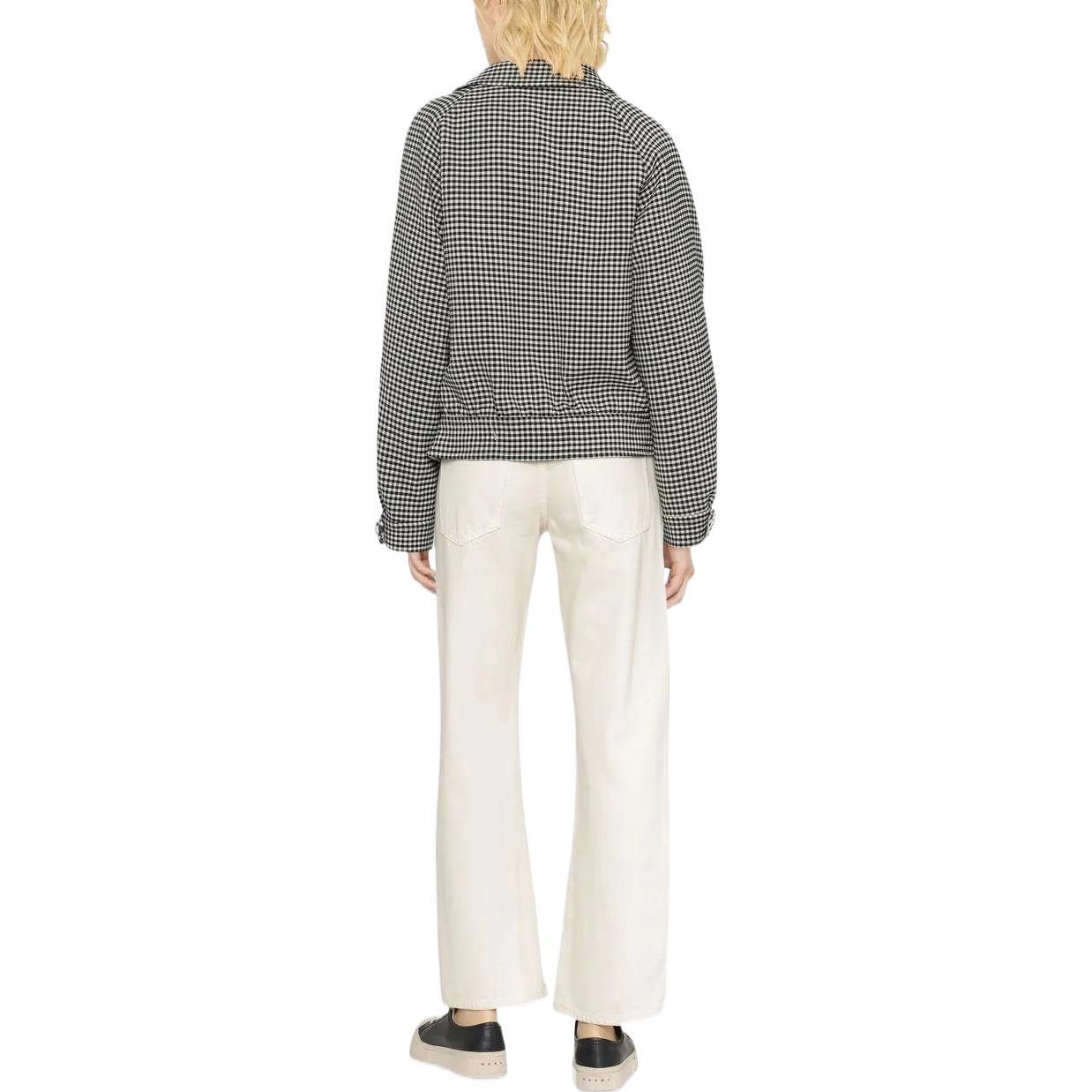 Shop (W) MARNI FW22 Jaket Hitam Reversible Houndstooth Single-Breasted JKMA0228BUUTW95499