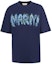 Buy (Women) MARNI FW22 Navy Blue Logo Print Casual Short Sleeve T-Shirt. THJET49EPS-USCT95-FMB80