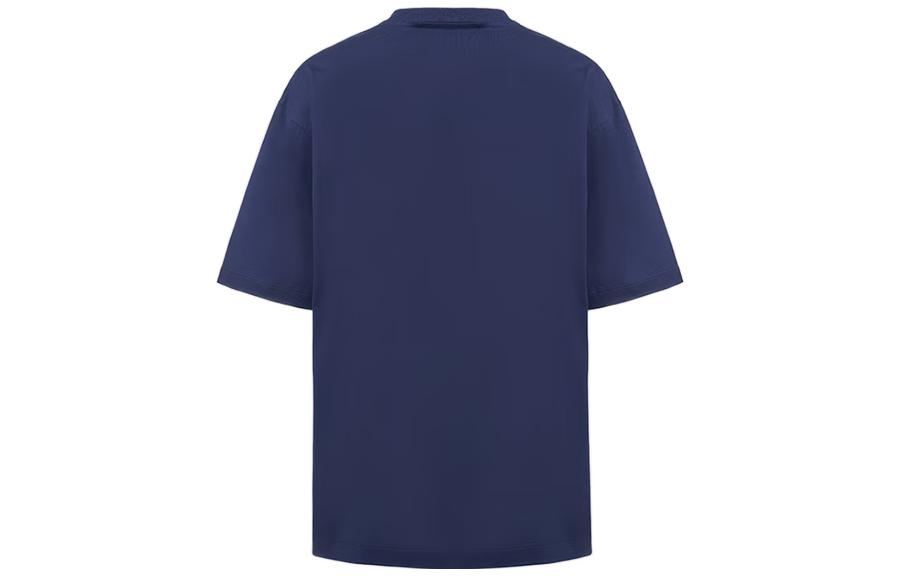 Lookbook (W) 마르니 FW22 네이비 블루 로고 프린트 캐주얼 반팔 티셔츠. THJET49EPS-USCT95-FMB80