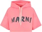 Buy (Women) MARNI FW22 Pink Logo Print Cropped Short-Sleeve Hoodie. FLJE0177P1-USCU88-LOC37