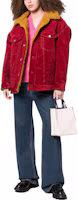 Lookbook (W) マルニ FW22 レッド カラーブロック シアリング レザージャケット JKMA0243-QWTCZ-3900R