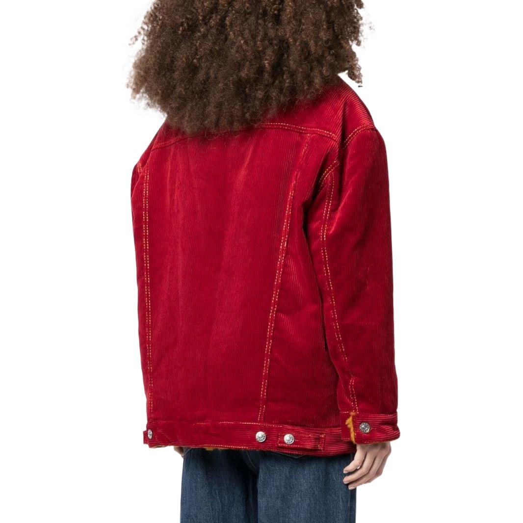 Shop (W) マルニ FW22 レッド カラーブロック シアリング レザージャケット JKMA0243-QWTCZ-3900R