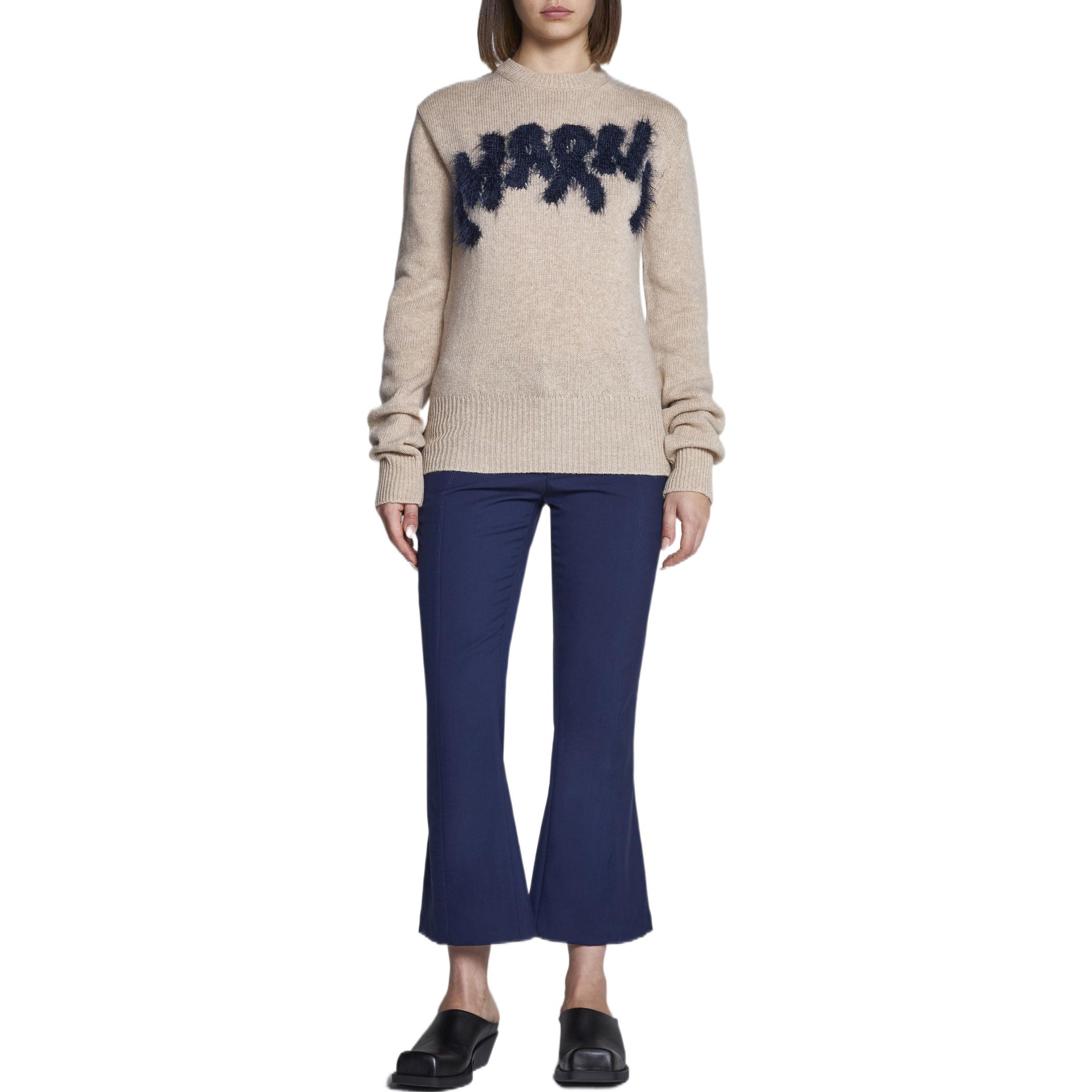 Lookbook (W) MARNI FW22 スリムフィット フレア クロップド カジュアルパンツ ブルー PAMA0341U0TW83900B80