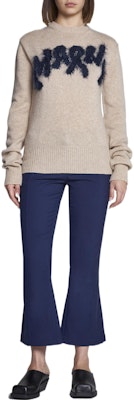 (Women) MARNI FW22 Slim Fit Flared Cropped Casual Pants Blue PAMA0341U0TW83900B80 Lookbook (Women) MARNI FW22 Slim Fit Flared Cropped Casual Pants Blue PAMA0341U0TW83900B80