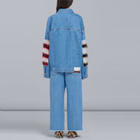 Shop (W) MARNI FW22 條紋拼布直筒牛仔褲 丹寧藍 PAJD0326LSUSCU2100B50